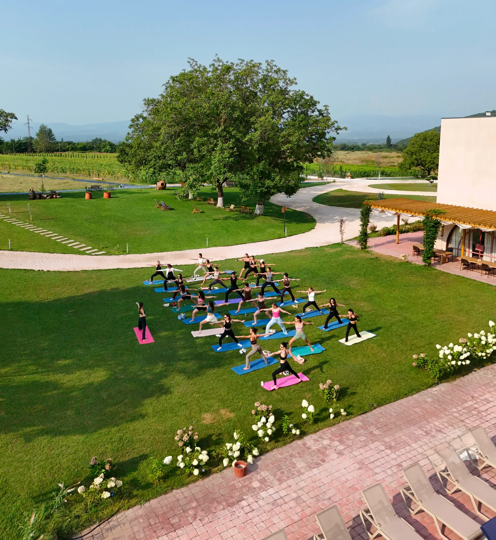 Outdoor yoga session at Pabellón Hotel