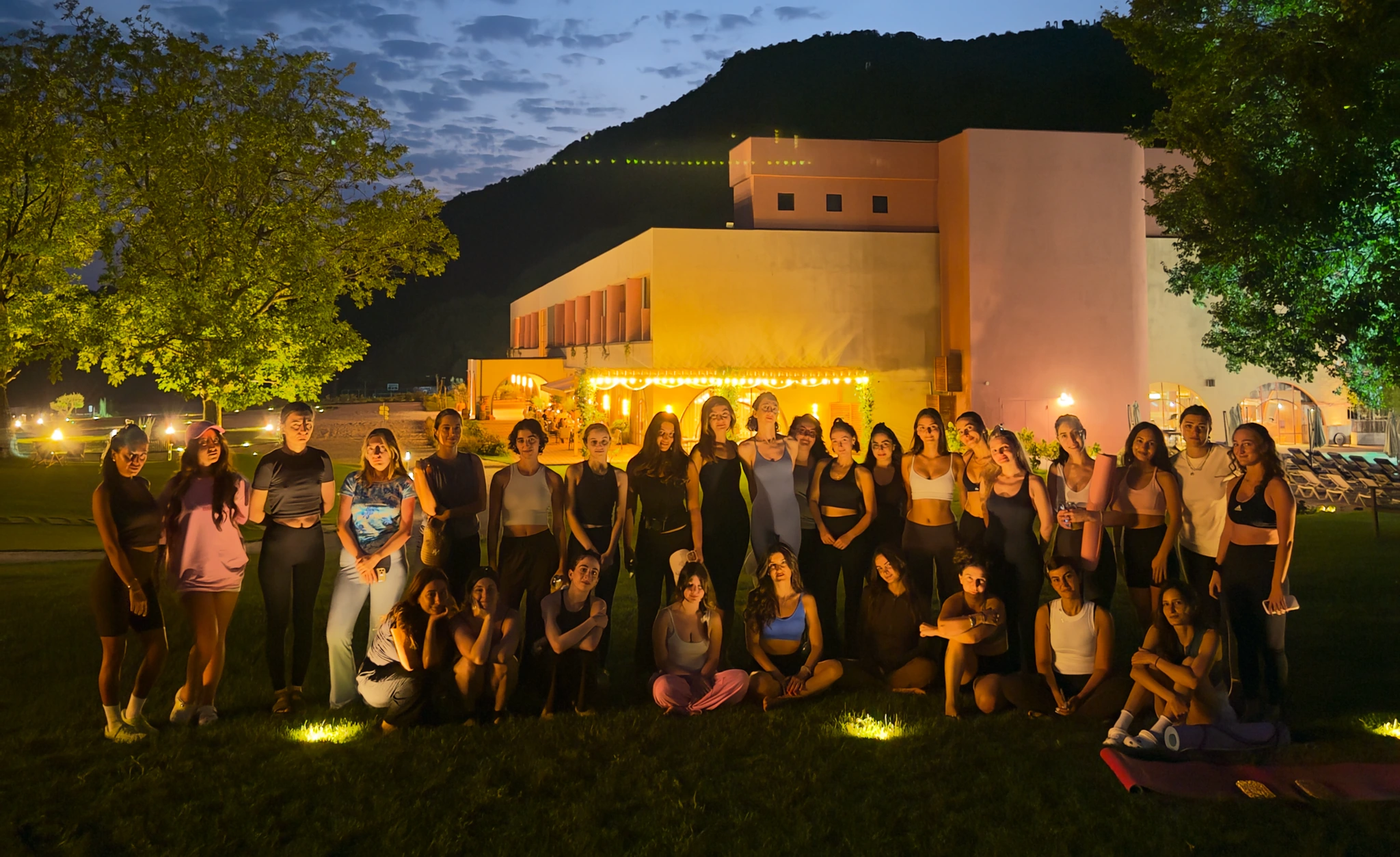 Evening retreat group at Pabellón Hotel